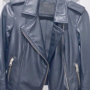 All Saints blue leather jacket S - great condition